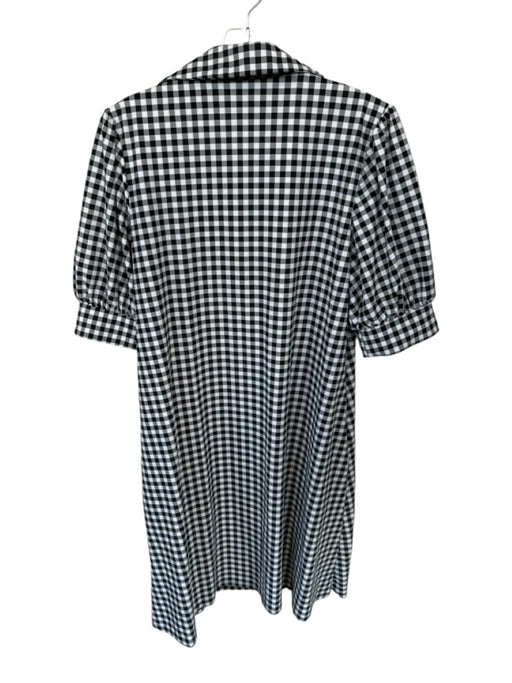Jude Connally Size S Black & White Polyester Checked Cuffed Sleeves Collar Dress Black & White / S