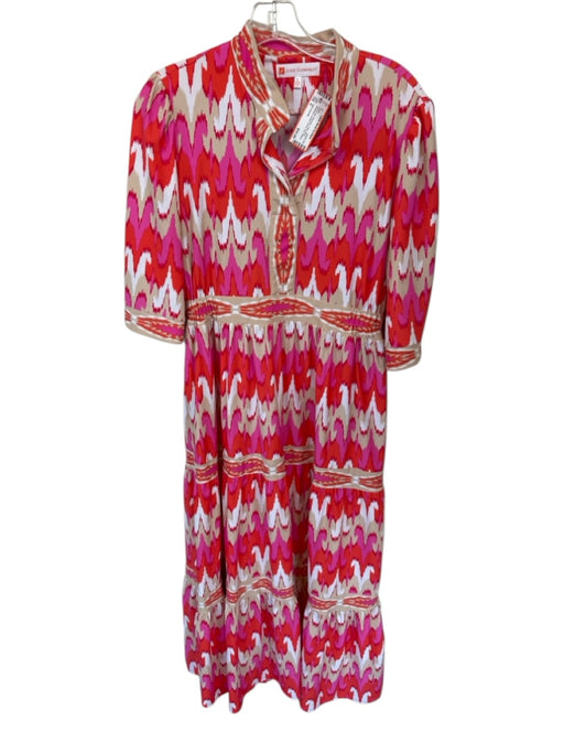 Jude Connally Size S Pink & Red Polyester Collar Maxi Waistband Dress Pink & Red / S
