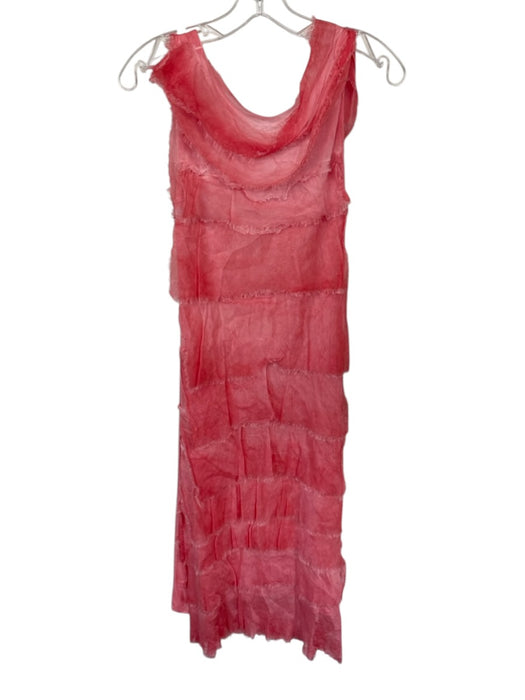 Gigi Moda Size 4 Pink ruffles Raw Hem Maxi Dress Pink / 4