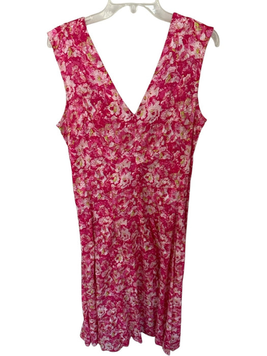 Derek Lam 10 Crosby Size 8 Pink Cotton Floral Sleeveless V Neck Zipper Dress Pink / 8