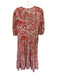 Jude Connally Size S Red & Tan Polyester V Neck Bubble Sleeve Abstract Dress Red & Tan / S