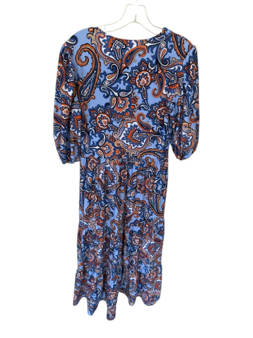 Jude Connally Size S Blue & Orange Nylon Blend 3/4 Balloon Sleeve Maxi Dress Blue & Orange / S