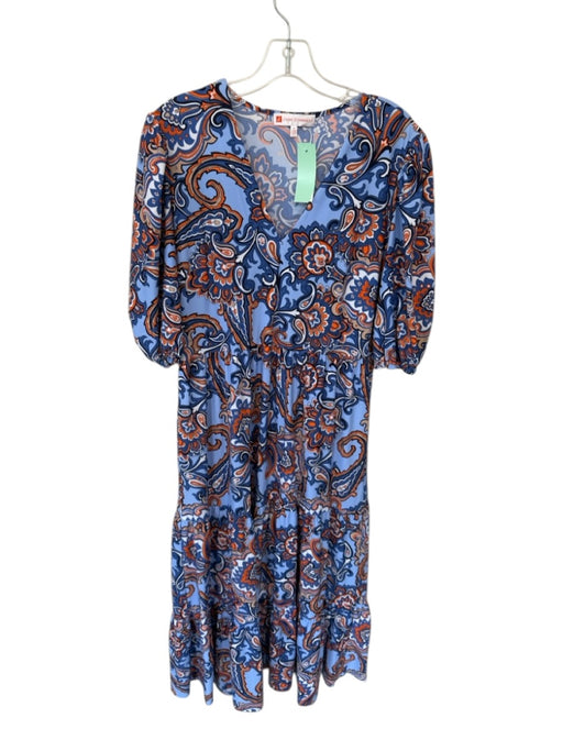 Jude Connally Size S Blue & Orange Nylon Blend 3/4 Balloon Sleeve Maxi Dress Blue & Orange / S