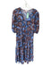 Jude Connally Size S Blue & Orange Nylon Blend 3/4 Balloon Sleeve Maxi Dress Blue & Orange / S