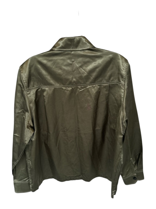 COS Size 6 Olive Green Polyester Long Sleeve Shiny Button Down Top Olive Green / 6