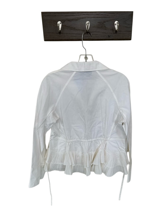 Alexis Size M White Cotton Long Sleeve Acordian Pleated Button Down Collar Top White / M