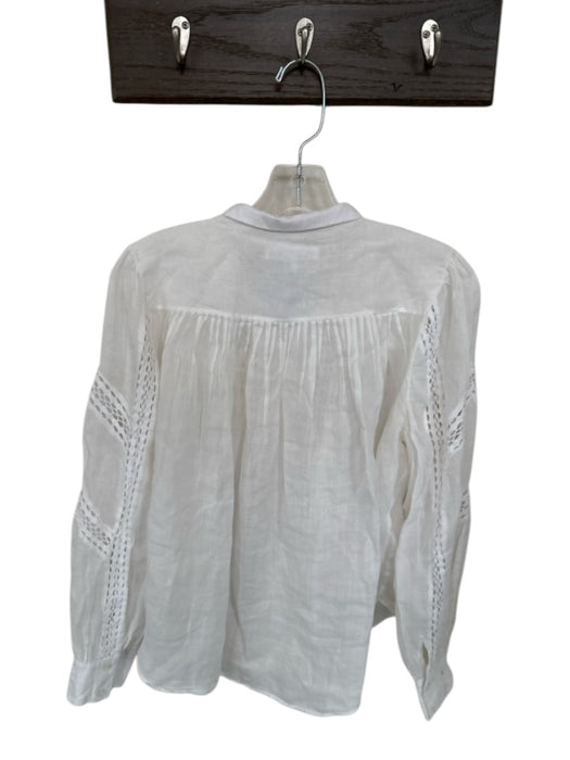 Frame Size M White Ramie Lace Detail Long Sleeve Button Down Top White / M