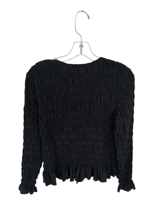 Everlane Size S Black Viscose Blend Rouched Long Sleeve Button Down Top Black / S