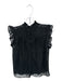 Frame Size M Black Rayon Blend Flutter Sleeves Lace Overlay Slip Top Black / M