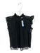 Frame Size M Black Rayon Blend Flutter Sleeves Lace Overlay Slip Top Black / M