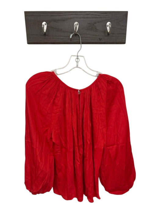 Trina Turk Size Est S Tomato Silk Blend Long Balloon Sleeve Back Button Top Tomato / Est S