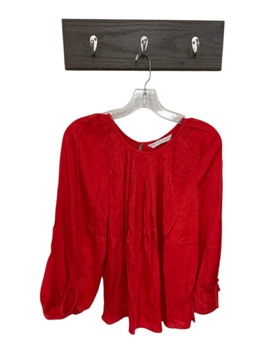 Trina Turk Size Est S Tomato Silk Blend Long Balloon Sleeve Back Button Top Tomato / Est S