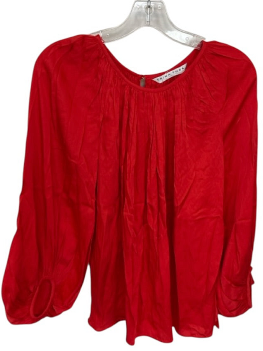 Trina Turk Size Est S Tomato Silk Blend Long Balloon Sleeve Back Button Top Tomato / Est S