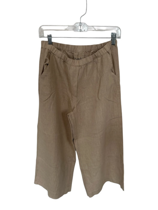 Frank & Eileen Size S Tan Linen High Waist Elastic Waist Wide Leg Pants Tan / S