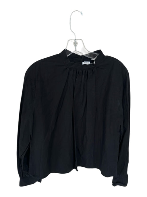 COS Size 8 Black Cotton Long Sleeve Back Button Top Black / 8