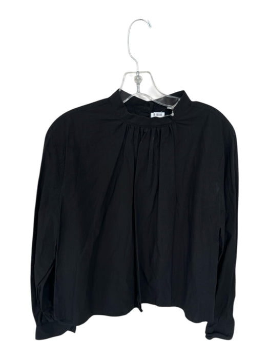 COS Size 8 Black Cotton Long Sleeve Back Button Top Black / 8