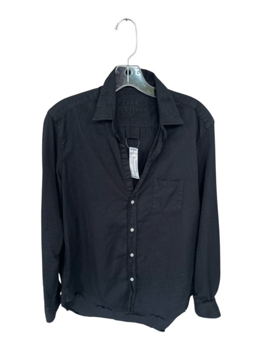 Frank & Eileen Size S Black Cotton Long Sleeve Button Down Raw Hem Top Black / S