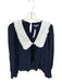 Reformation Size L Navy & white Viscose Long Sleeve Bib Polka dot Top Navy & white / L