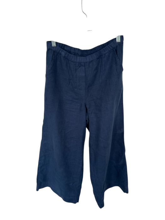 Frank & Eileen Size S Navy Linen High Waist Elastic Waist Wide Leg Pants Navy / S