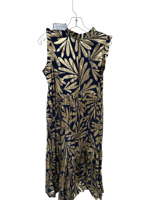 Jude Connally Size S navy & gold Cotton Blend Sleeveless Metallic Maxi Dress navy & gold / S