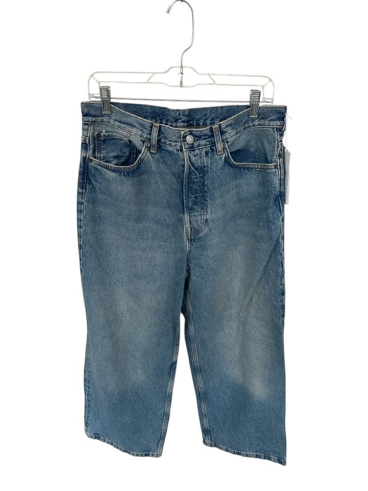 COS Size 28 Med Dark Wash Cotton High Waist Button Fly Wide Leg Jeans Med Dark Wash / 28