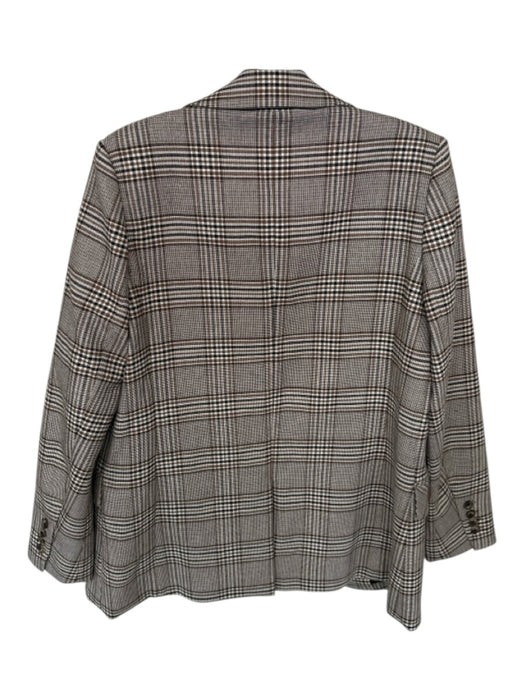 Tanya Taylor Size 6 Brown & Cream Polyester Long Sleeve Plaid Fringe Jacket Brown & Cream / 6