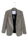 Tanya Taylor Size 6 Brown & Cream Polyester Long Sleeve Plaid Fringe Jacket Brown & Cream / 6