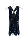 Milly Size 8 Navy & Black Lace V Neck Flowers Racerback Dress Navy & Black / 8