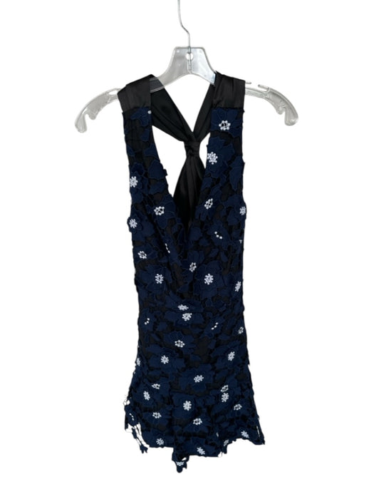 Milly Size 8 Navy & Black Lace V Neck Flowers Racerback Dress Navy & Black / 8