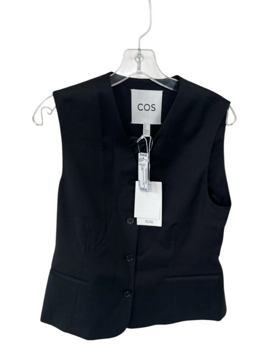 COS Size 8 Black Wool Sleeveless Button Detail Vest Black / 8