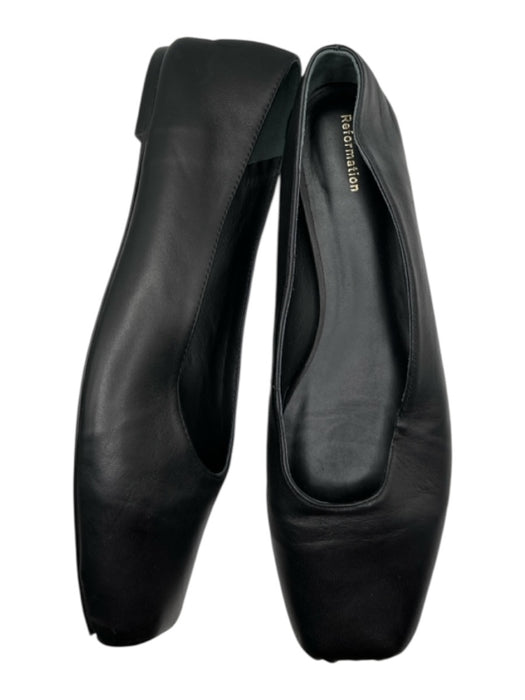 Reformation Shoe Size 9.5 Black Leather Square Toe Flats Black / 9.5