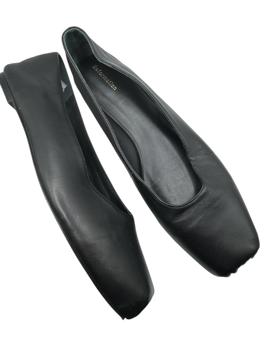 Reformation Shoe Size 10 Black Leather Square Toe Flats Black / 10
