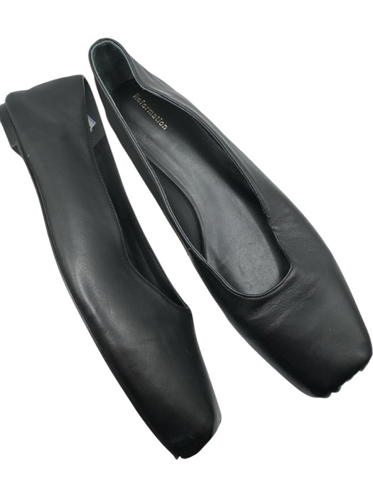 Reformation Shoe Size 10 Black Leather Square Toe Flats Black / 10