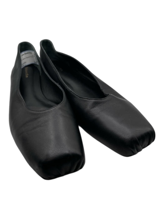 Reformation Shoe Size 10 Black Leather Square Toe Flats Black / 10