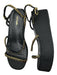 Larroude Shoe Size 9 Black & Gold Canvas Platform Chains Ankle Strap Sandals Black & Gold / 9
