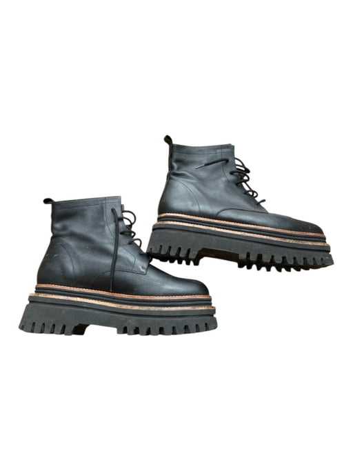Paloma Barcelo Shoe Size 40 Black & Brown Leather Lace Up Platform Boots Black & Brown / 40
