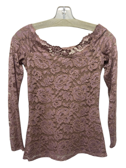 L'agence Size XS Mauve Purple Nylon & Rayon Lace Boat Neck Long Sleeve Top Mauve Purple / XS