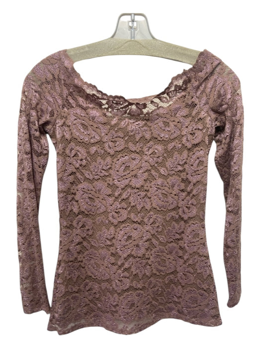 L'agence Size XS Mauve Purple Nylon & Rayon Lace Boat Neck Long Sleeve Top Mauve Purple / XS