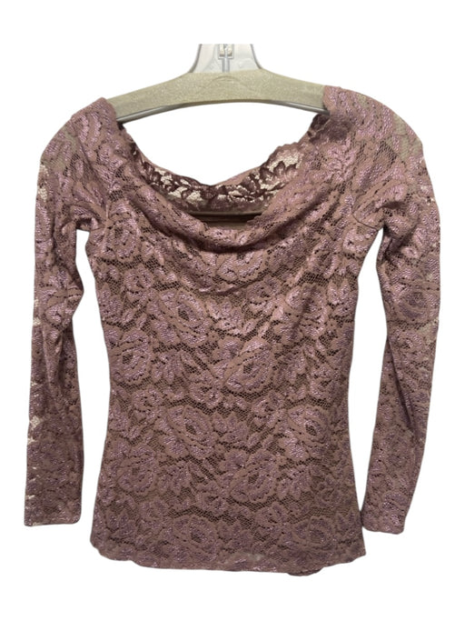 L'agence Size XS Mauve Purple Nylon & Rayon Lace Boat Neck Long Sleeve Top Mauve Purple / XS