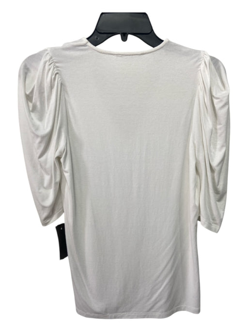 Frame Size XS White Viscose Blend V Neck Half Sleeve Ruched Shoulder Top White / XS