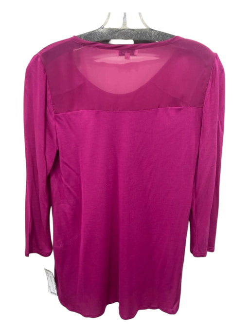 Reiss Size S Magenta Pink Viscose Scoop Neck 3/4 Sleeve Top Magenta Pink / S