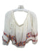 Free People Size S White & Multi Cotton Embroidered Off Shoulder Top White & Multi / S