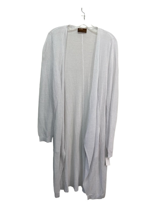 Kerisma Size M/L White Linen Blend Thin Knit Open Front Long Sleeve Cardigan White / M/L