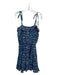 CJ Laing Size L Blue & White Cotton Floral Spaghetti Strap Ruffle Dress Blue & White / L