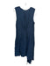 Milly Size 12 Navy Viscose Round Neck Sleeveless Side Zip Gathered Detail Dress Navy / 12