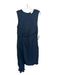 Milly Size 12 Navy Viscose Round Neck Sleeveless Side Zip Gathered Detail Dress Navy / 12