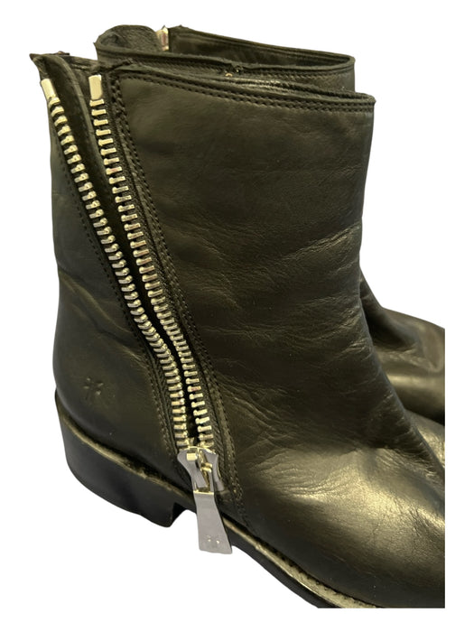 Frye Shoe Size 6 Brown Leather round toe Slip On Low Ankle Logo Boots Brown / 6