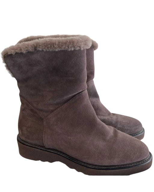 Aquatalia Shoe Size 6 Brown Leather Upper Suede Fur Lined Almond Toe Boots Brown / 6