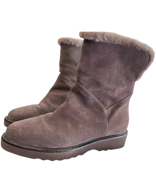 Aquatalia Shoe Size 6 Brown Leather Upper Suede Fur Lined Almond Toe Boots Brown / 6