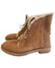 Ugg Shoe Size 7 Brown Leather Upper Suede Round Toe Lace Up Fur Lining Boots Brown / 7